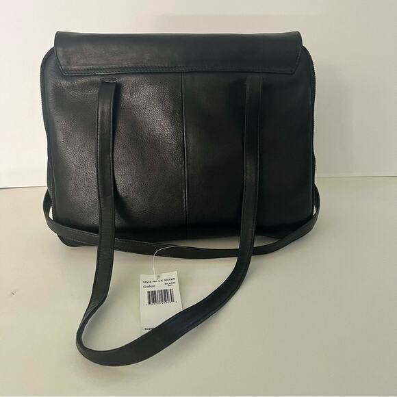 AMERICANA NWT Sharif by Americana | Black Leather Shoulder, Messenger Bag - Picture 3 of 13